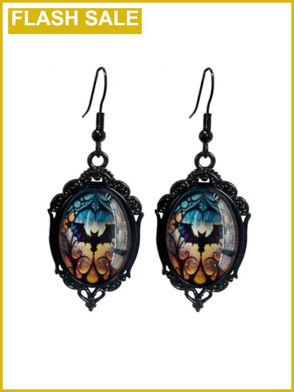 Gothic Witch Cameo Dangle Earrings Crystal Alloy Victorian Halloween Jewelry